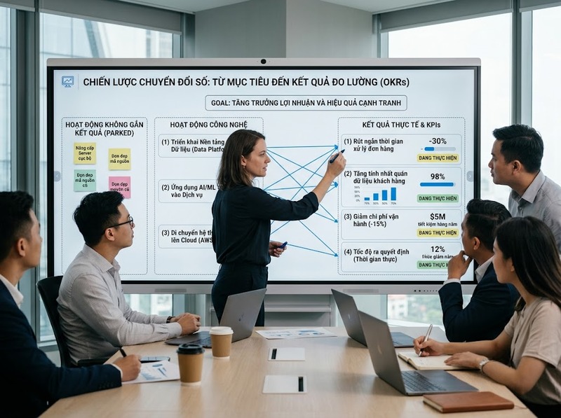 Thành phần chiến lược công nghệ từ mục tiêu, năng lực đến sáng kiến và nguồn lực